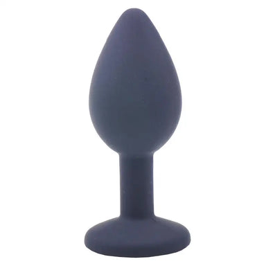 2.8-inch Silicone Black Small Jewelled Butt Plug With Diamond Base - Peaches and Screams