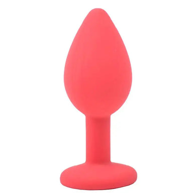 2.8-inch Silicone Red Small Jewelled Butt Plug With Diamond Base - Peaches and Screams