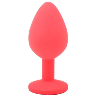 3 - inch Silicone Red Medium Jewelled Butt Plug With Diamond Base - Peaches and Screams