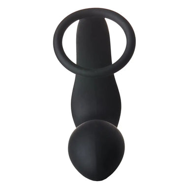 4.5 - inch Dream Toys Silicone Black Vibrating Anal Plug With Cockring - Peaches and Screams