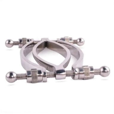 4.5 Inch Shots Toys Stainless Steel Silver Bondage Pussy Clamp - Peaches and Screams