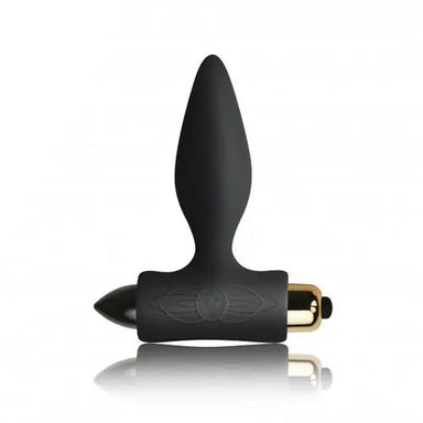 4 - inch Rocks Off Silicone Black 7 - functions Vibrating Butt Plug - Peaches and Screams