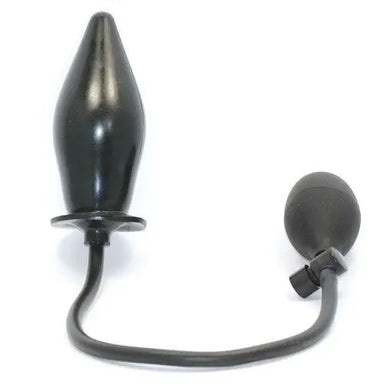 4-inch Stretchy Black Inflatable Medium Butt Plug With Pump - Peaches and Screams