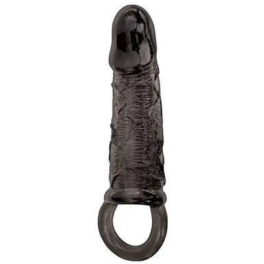 5.7 - inch Stretchy Black Penis Extender With Cock Ring - Peaches and Screams