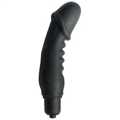 5 - inch Black 10 - function Ribbed Mini Vibrator - Peaches and Screams
