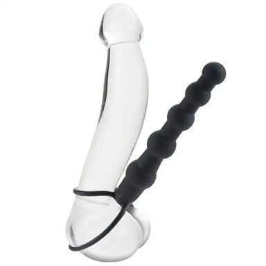 6 - inch Colt Silicone Black Bendable Strap On Dildo And Anal Beads - Peaches and Screams