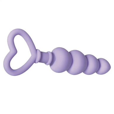6-inch Evolved Silicone Purple Anal Beads With Finger Loop - Peaches and Screams
