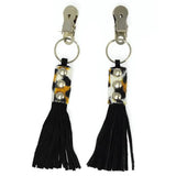 6 inch rimba metal nipple clamps with animal print - peaches and screams