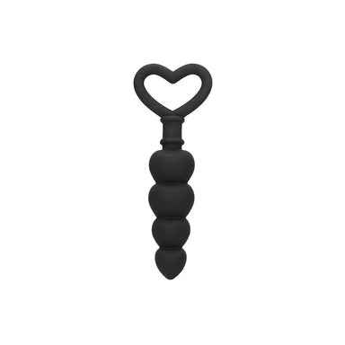 6-inch Shots Silicone Black Anal Beads With Finger Loop - Peaches and Screams