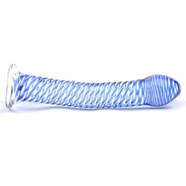 7.5 - inch Blue Large Glass Dildo With Flared Base - Peaches and Screams