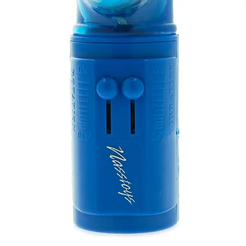7 - inch Blue Rotating And Thrusting Rabbit Vibrator With Beads - Peaches and Screams