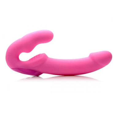 9.5 - inch Silicone Pink Rechargeable Vibrating Strapless Strap On Dildo - Peaches and Screams