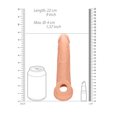 9-inch Shots Toys Flesh Pink Penis Sleeve With Vein Details For Him - Peaches and Screams