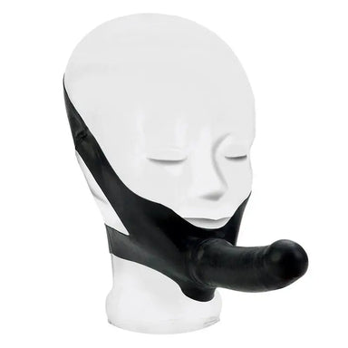 California Exotic Black Latex Face Strap - on Dildo With Support Straps - Peaches and Screams