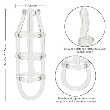 California Exotic Stretchy Clear Rubber Cock Cage Enhancer For Him - Peaches and Screams