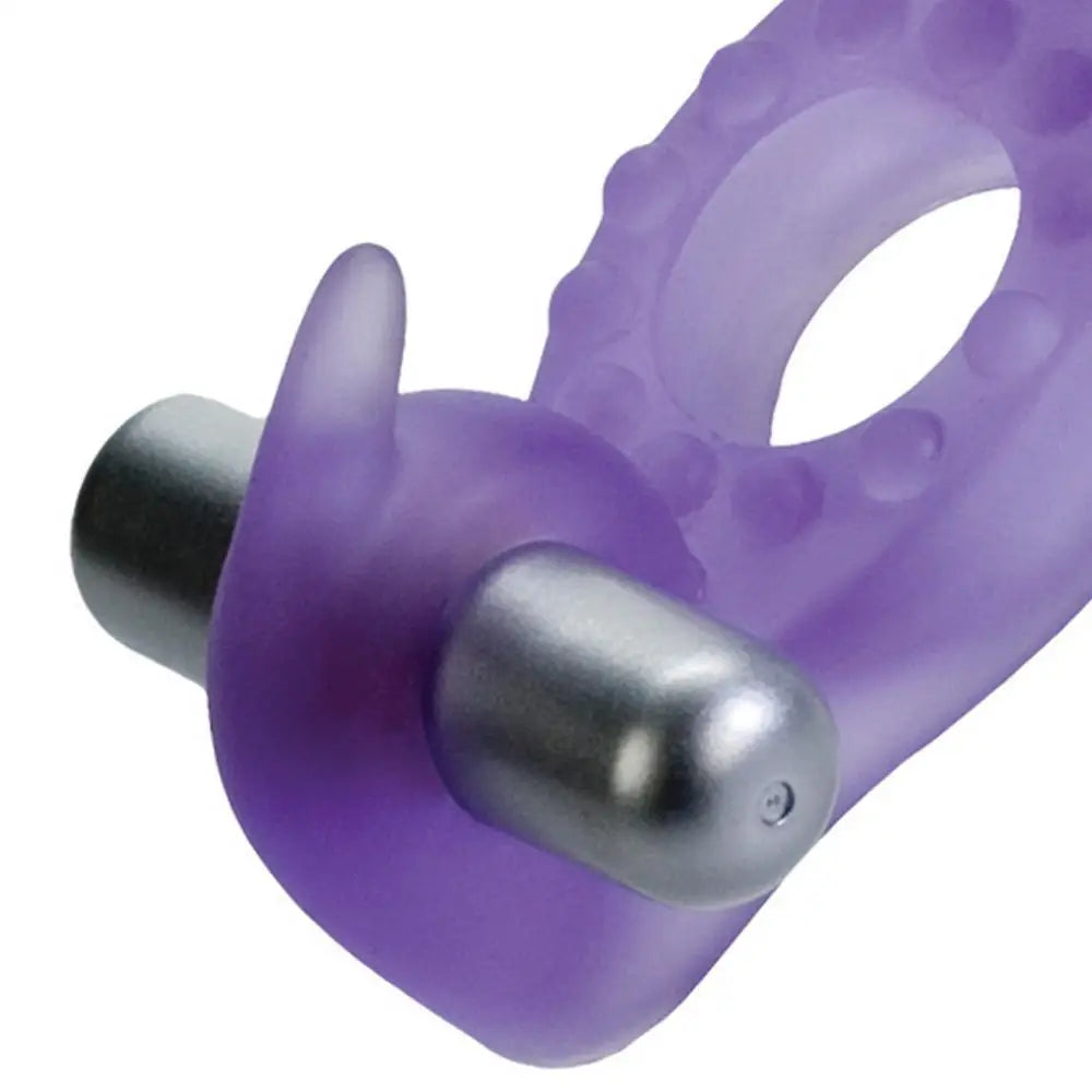 Colt stretchy purple rabbit cock ring with 2 removable bullets - peaches and screams