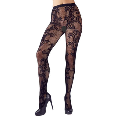 Cottelli Black Sexy Stretchy Legwear Lacey Tights Uk Size 8 - 12 - Peaches and Screams