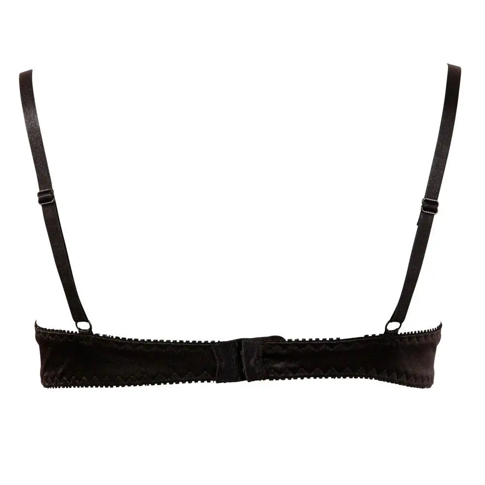 Cottelli black wet look half padded cup bra - peaches and screams