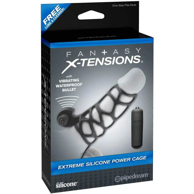 Fantasy Xtensions Vibrating Cock Cage With Waterproof Clit Stim - Peaches and Screams