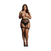 Le desir striped wet look suspender stockings uk 14 to 20 - peaches and screams