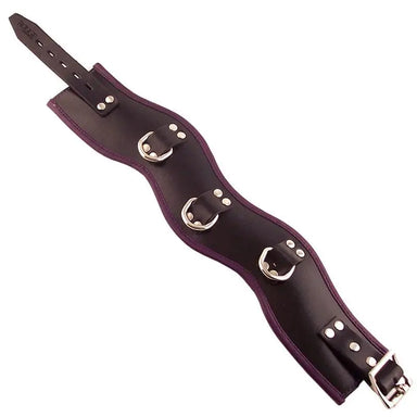 Leather Black And Purple Padded Posture Collar With Buckles - Peaches and Screams