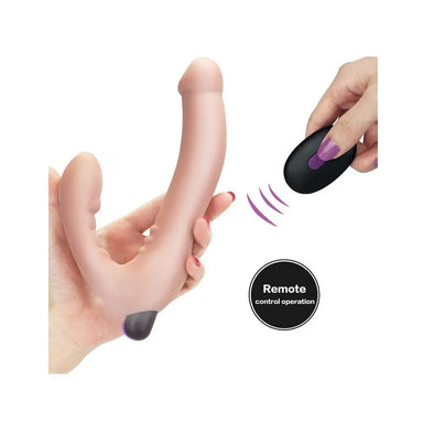 Lovetoy Silicone Flesh Pink Rechargeable Vibrating Strapless Strap On Dildo - Peaches and Screams