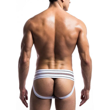 Male White Fetish Classic Wide Jockstrap With Elastic Waistline - X Large - Peaches and Screams