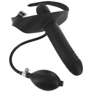Master Series 10 - inch Inflatable Black Dildo Mouth Gag For Bdsm Couples - Peaches and Screams