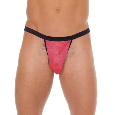 Mens Black G - string With Pink Pouch With Elastic Waistband - Peaches and Screams