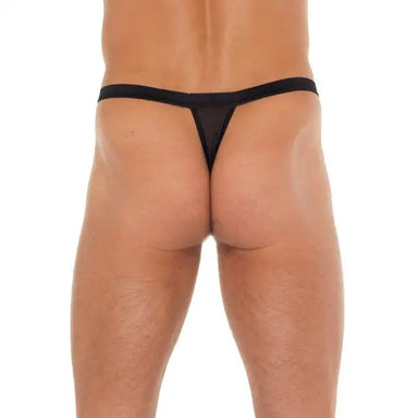 Mens Black G - string With Strappy Animal Print Pouch - Peaches and Screams
