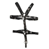 Mens leather adjustable harness with cock ring and buckles - peaches and screams