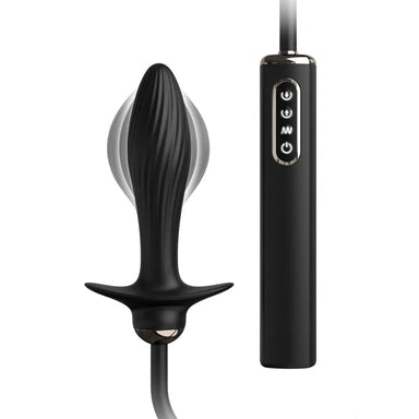 Pipedream Silicone Black Rechargeable Inflatable Vibrating Butt Plug - Peaches and Screams