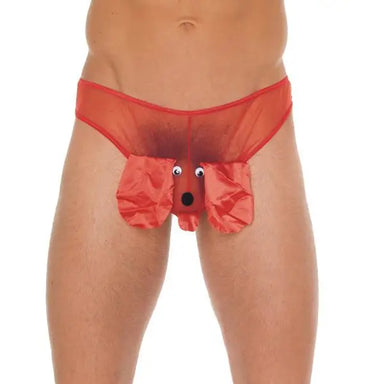 Red G - string Thong With Elephant Animal Pouch For Men - Peaches and Screams