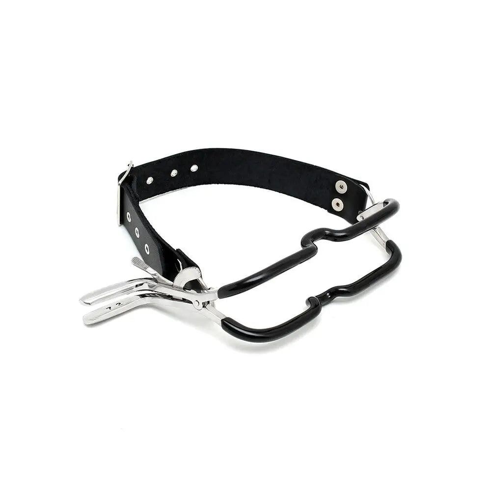 Rimba black bondage mouth clamp with adjustable strap - peaches and screams
