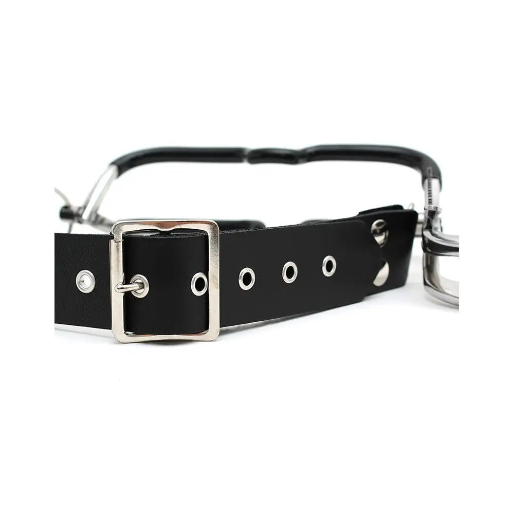 Rimba black bondage mouth clamp with adjustable strap - peaches and screams