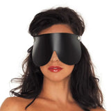 Rimba black leather bondage blindfold eye mask with buckles - peaches and screams