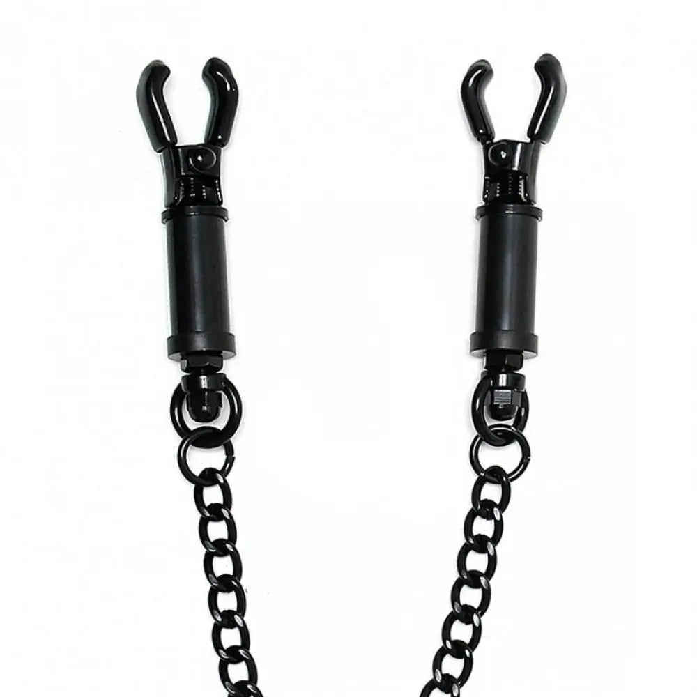 Rimba black metal adjustable nipple clamps with chain - peaches and screams