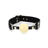 Rimba leather gag with wooden ball and buckles - peaches and screams