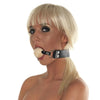Rimba leather gag with wooden ball and buckles - peaches and screams