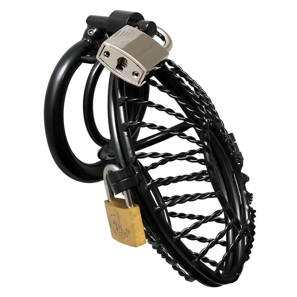 Rimba opening metal male chastity device with 2 padlocks - peaches and screams