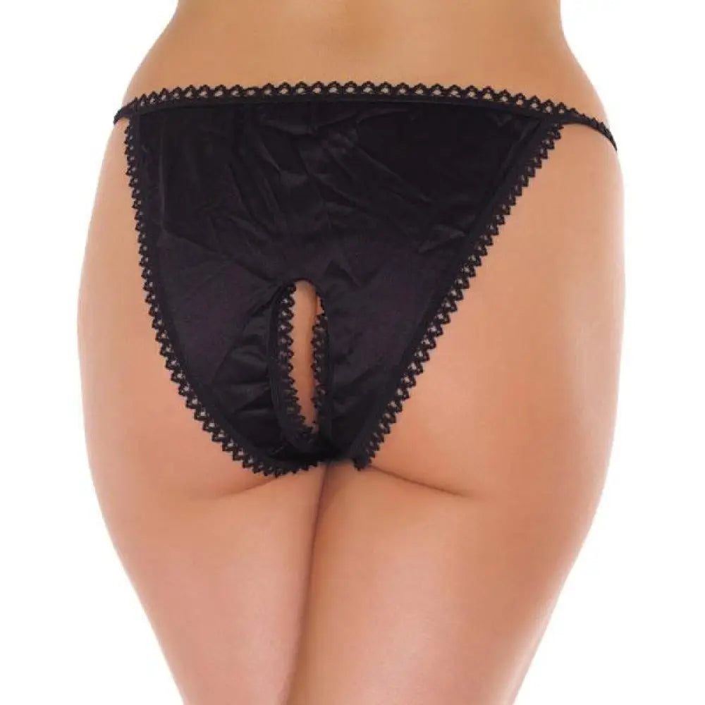 Rimba sexy black crotchless g string with bow - peaches and screams