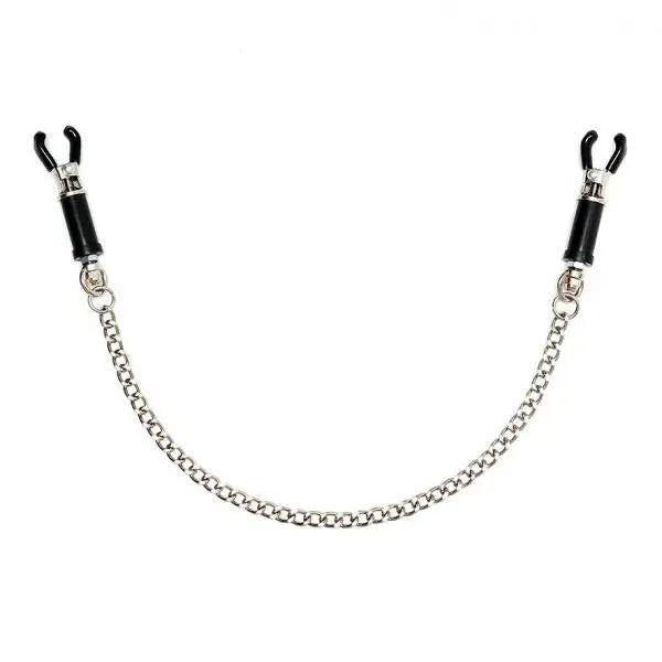 Rimba Silver Nipple Clamps With 12 Inch Chain - Peaches and Screams