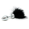 Rimba small steel anal butt plug with black feathers - peaches and screams