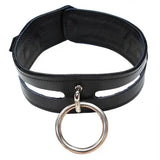Rouge garments black leather bondage collar for bdsm couples - peaches and screams