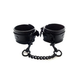 Rouge garments leather black bondage wrist cuffs for couples - peaches and screams