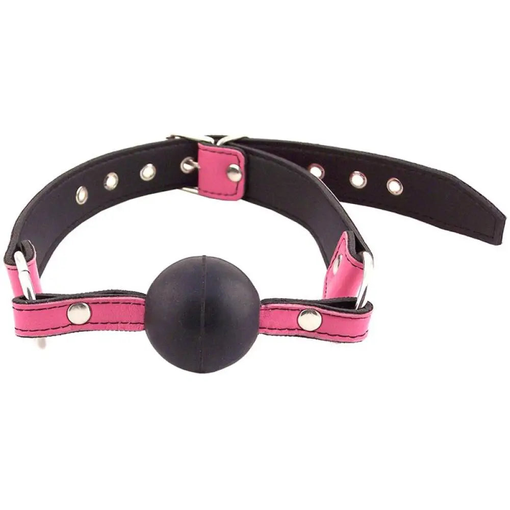 Rouge garments leather pink ball gag with adjustable buckles - peaches and screams
