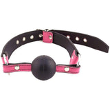 Rouge garments leather pink ball gag with adjustable buckles - peaches and screams