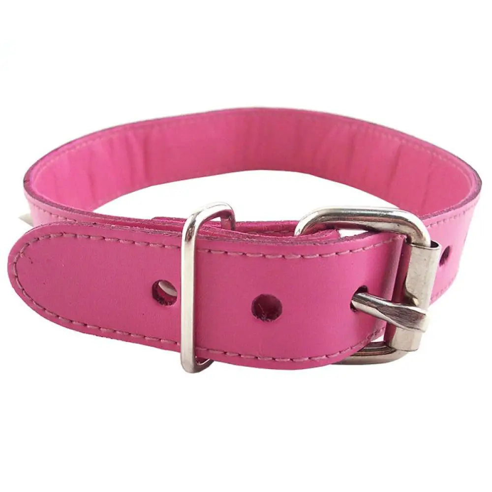 Rouge garments pink leather o ring studded collar - peaches and screams