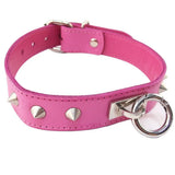 Rouge garments pink leather o ring studded collar - peaches and screams