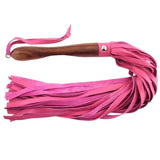 Rouge garments wooden handled pink leather flogger - peaches and screams